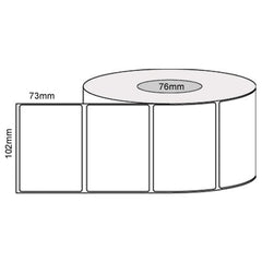 102mm x 73mm - White Thermal Transfer Removable Labels, 76mm core, (2000/roll)