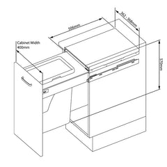 Pull Out Bin -400mm Cabinet