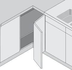 Blum CLIP top Bi-Fold Hinge E Dowel 60 Degree. Boss: EXPANDO 79T853E