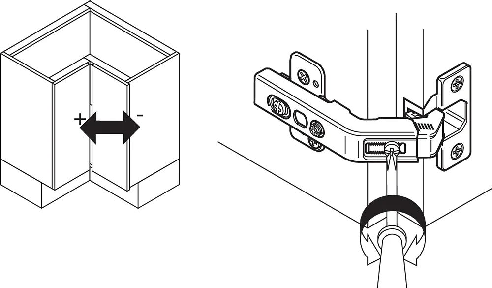 Blum CLIP top Bi-Fold Hinge E Dowel 60 Degree. Boss: EXPANDO 79T853E