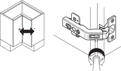 Blum CLIP top Bi-Fold Hinge E Dowel 60 Degree. Boss: EXPANDO 79T853E